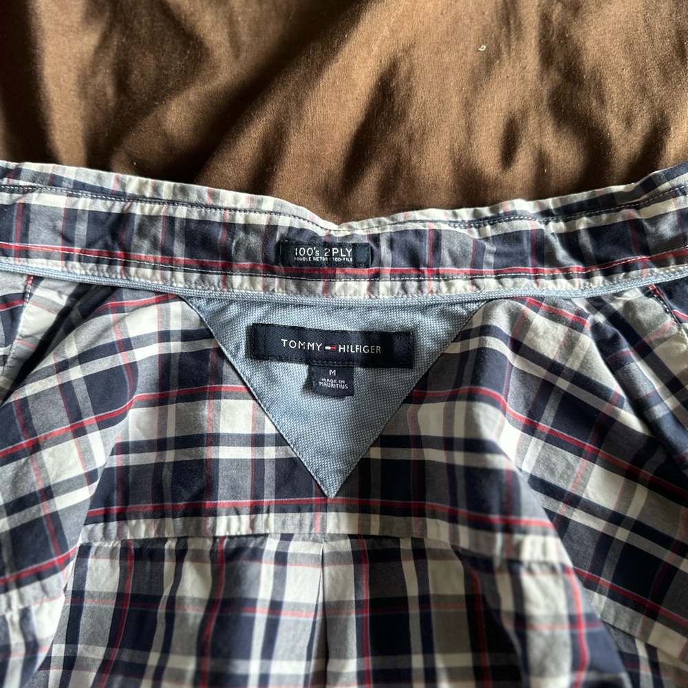 Tommy Hilfiger Navy and White Checkered Shirt